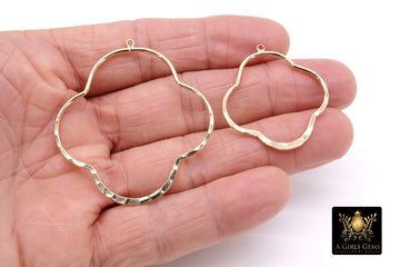 Gold Clover Large Charm Hoop Dangles